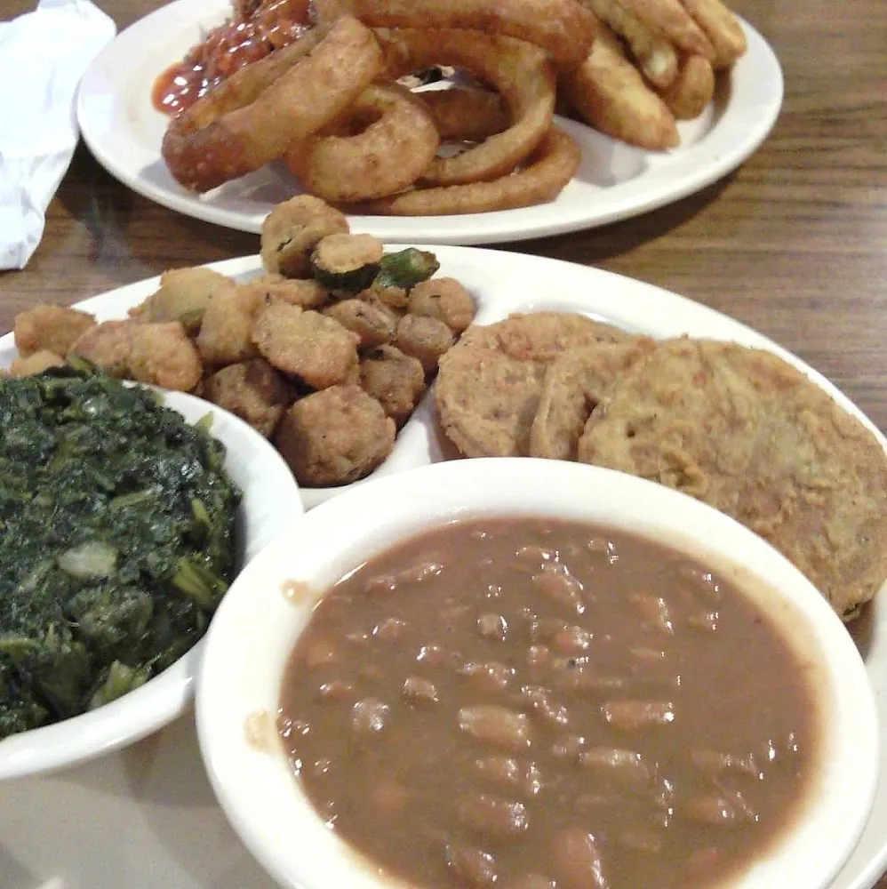Fried Green Tomatoes and Onion Rings